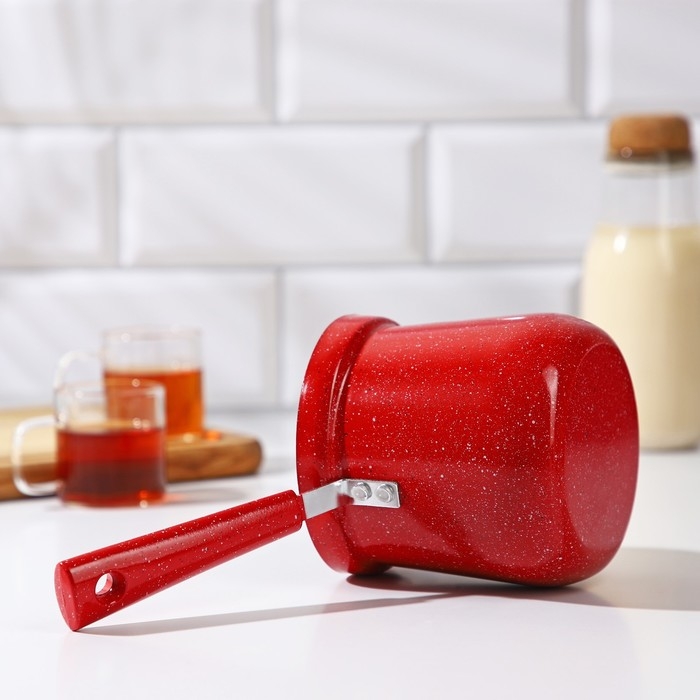 Турка для кофе Доляна «Мрамор рэд», 800 мл, d=10 см, антипригарное покрытие, индукция, красная Турка для кофе Доляна «Мрамор рэд», 800 мл, d=10 см, антипригарное покрытие, индукция, красная