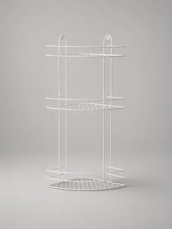 Полка для ванной угловая 3-ярусная, 23&times;23&times;58.5 см, белая