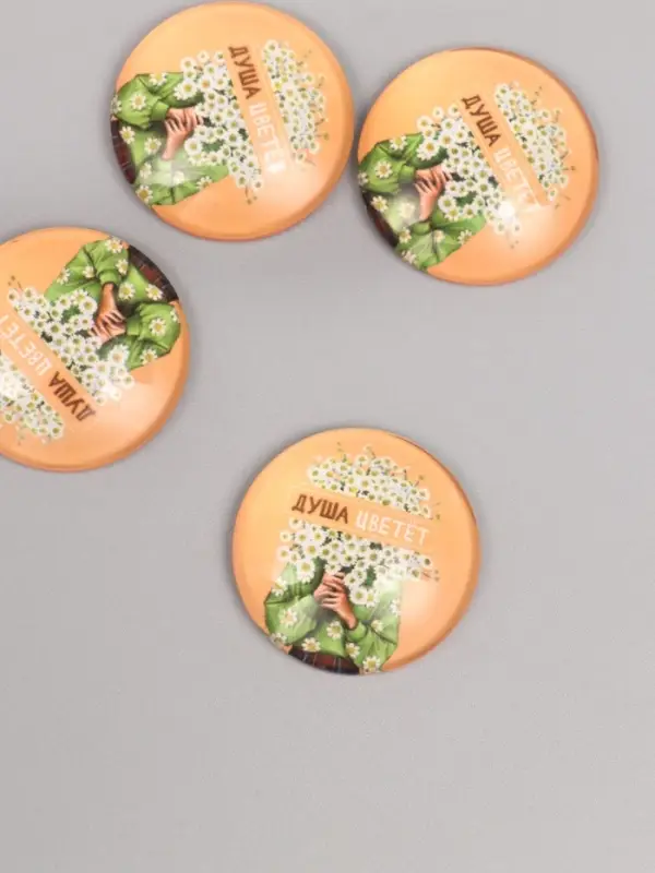 Кабошон стекло для творчества Кабошон стекло для творчества "Круг. Душа цветёт" 3х3 см