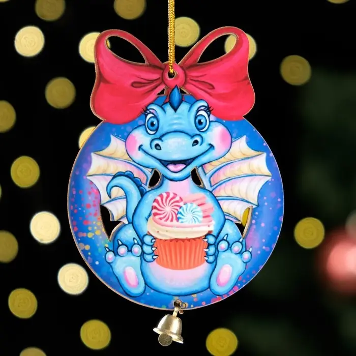 Ёлочная игрушка «Дракон в синем шарике», ламинация, 73×95 мм Ёлочная игрушка «Дракон в синем шарике», ламинация, 73×95 мм