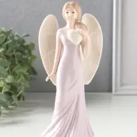 Сувенир керамика "Девушка-ангел в сиреневом платье с сердцем в руке" 8,4х6,3х18 см
