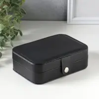Шкатулка кожзам для украшений "Матовая гладь" чёрная 16,5х11,5х5,5 см