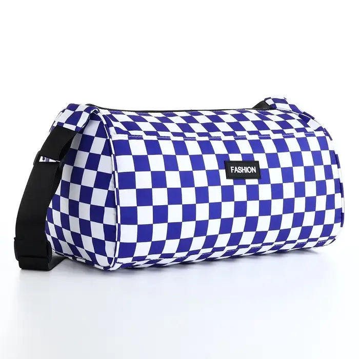 Сумка спортивная на молнии, регулируемый ремень, маленький размер, белая, синяя