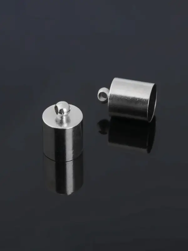 Концевик-шапочка, СМ-165, (набор 5 шт.), 1.2&times;0.8 см, d(вн.)=0.7 см, цвет серебро