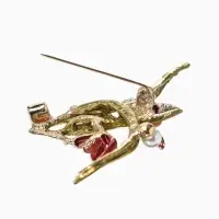 Брошь &laquo;Цветы&raquo; ирисы, жемчуг, цвет красно-зелёный