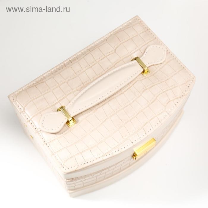 Шкатулка кожзам для украшений  Шкатулка кожзам для украшений "Сливки. Глянец и питон" 13х21,5х15 см