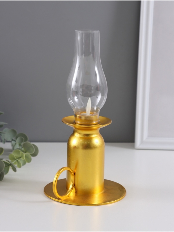 Ночник  Ночник "Лампа" LED 3xLR44 (эф. живого пламени) золото 11х11х22см