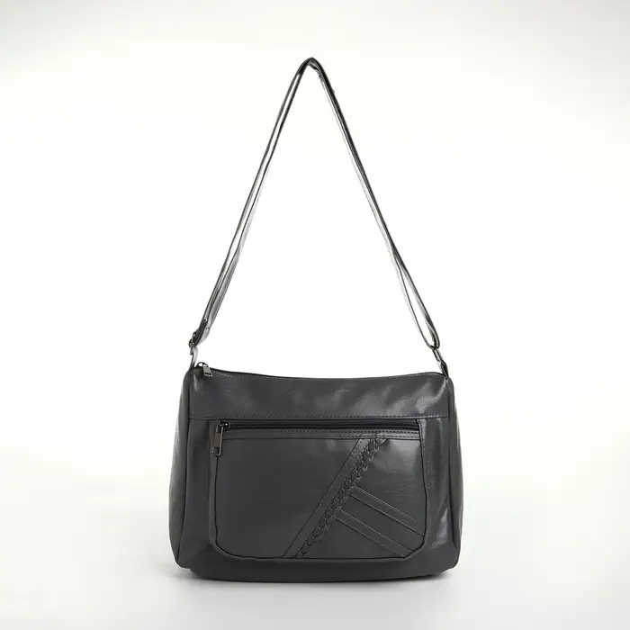 Сумка женская кросс-боди на молнии, 28&times;10&times;20 см, серая