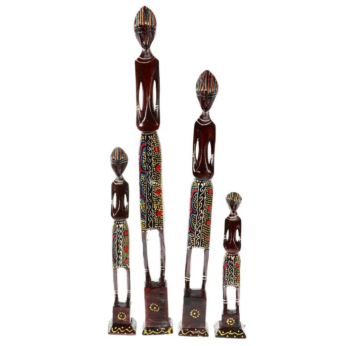 Статуэтки Статуэтки "Семейка аборигенов" дерево (набор 4 штуки) 40,30,25,20 см