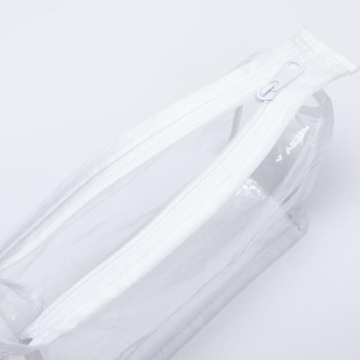Косметичка на молнии, цвет белый/прозрачный Косметичка на молнии, цвет белый/прозрачный