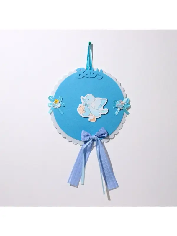 Украшение на гендер пати &laquo;Подвеска Аист с мальчиком&raquo;, 27&times;27&times;46 см, голубое