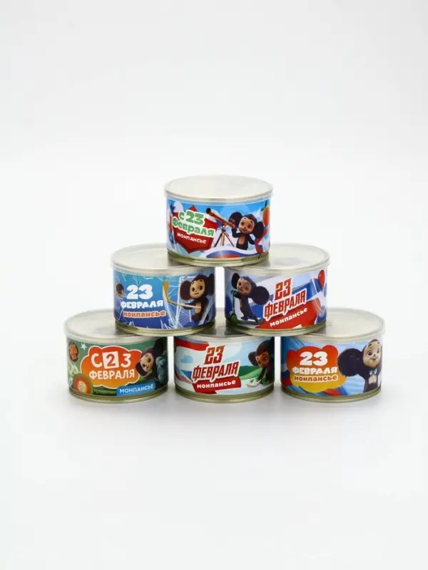 Леденцы монпансье в консервной банке &laquo;Чебурашка. 23 февраля&raquo;, 6 шт