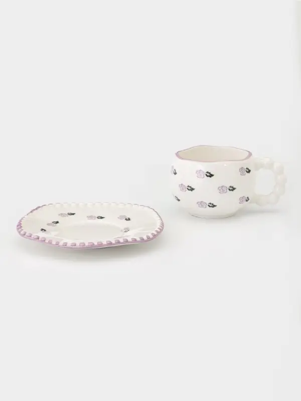 Чайная пара "Фиолетовая роза" блюдце 16х1,5 см, чашка  13х10х7 см