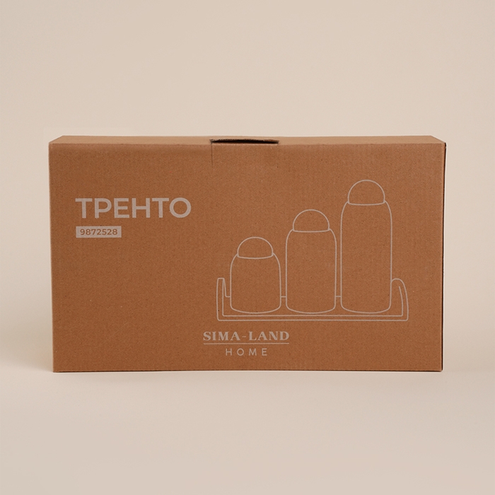 Набор банок фарфоровых для сыпучих продуктов на подставке SL Home &laquo;Тренто&raquo;, 4 предмета: 4 банки 400/650/900 мл, подставка