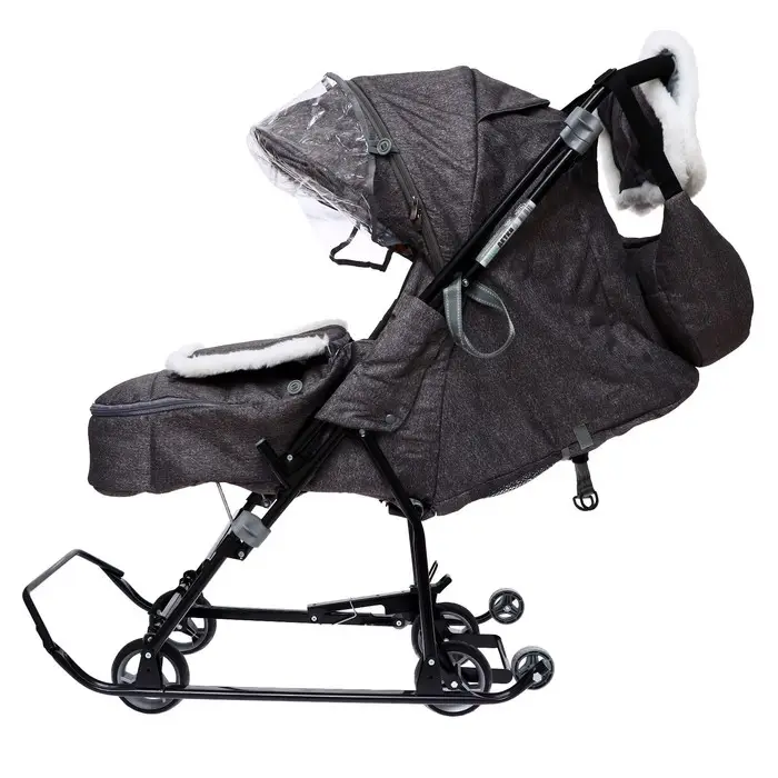 Санки - коляска «Наши детки 6», чехол для ног, муфта, сумка, принт с ламой, серый Санки - коляска «Наши детки 6», чехол для ног, муфта, сумка, принт с ламой, серый