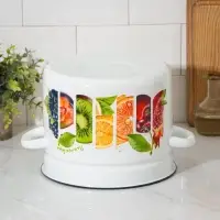 Кастрюля эмалированная, 7 л, d=24 см, с крышкой, деколь МИКС, белая
