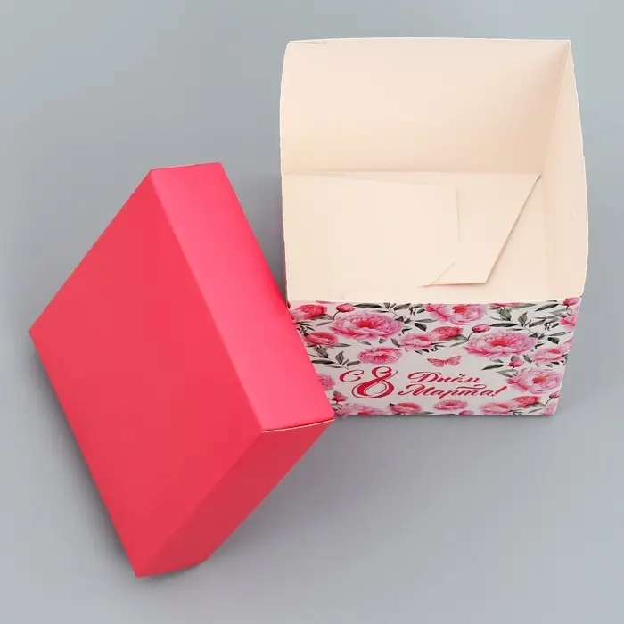 Коробка подарочная складная, упаковка, «С 8 марта», 10 х 10 х 10 см Коробка подарочная складная, упаковка, «С 8 марта», 10 х 10 х 10 см