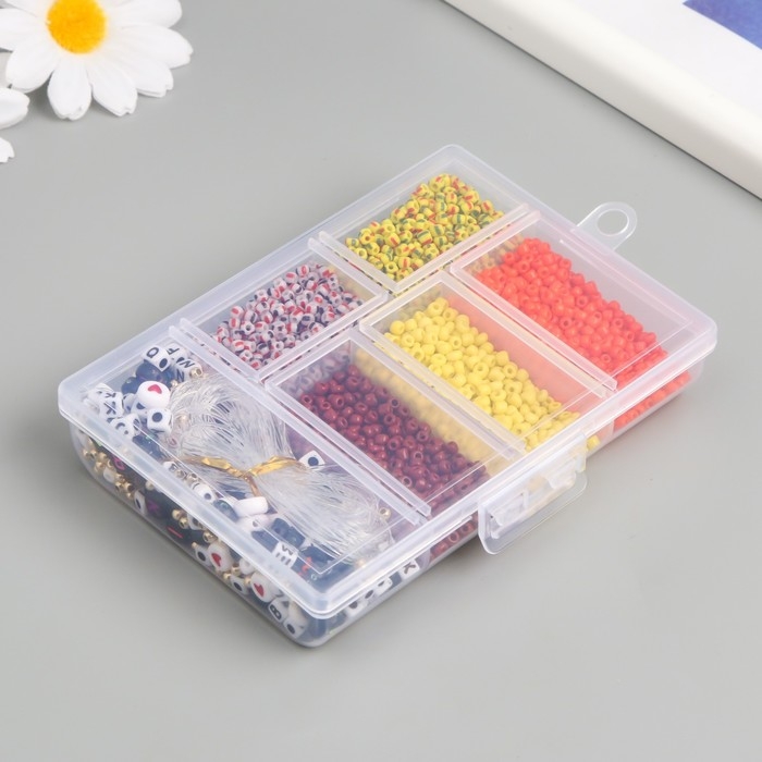 Бисер стекло 8/0 в шкатулке  Бисер стекло 8/0 в шкатулке "Осень" бусины + нить 0,8 мм 5 м 12х8,4х2,2 см