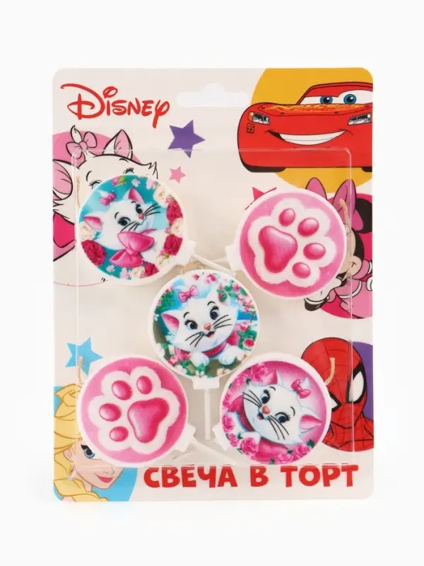 Свечи в торт, набор 5 шт., кошечка Мари, Коты-аристократы