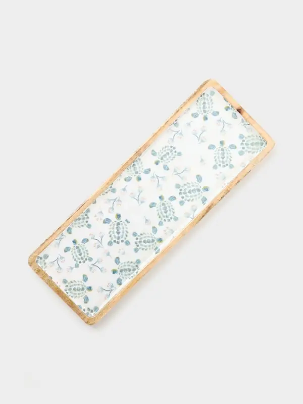 Блюдо прямоугольное &laquo;Черепаха и цветы&raquo;, 41&times;15 см, дерево манго