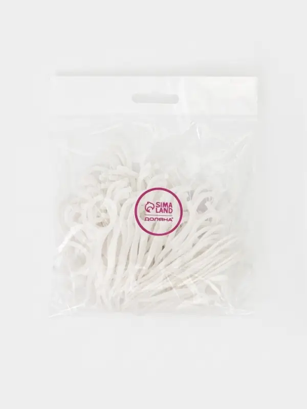 Флоссеры - зубочистки с зубной нитью, набор 100 шт., пластик, шелковина, белые