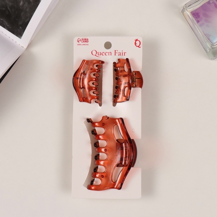 Краб для волос Краб для волос "Флориана" (набор 3 шт) геометрия дуга, 6,5 и 4 см, коричневый