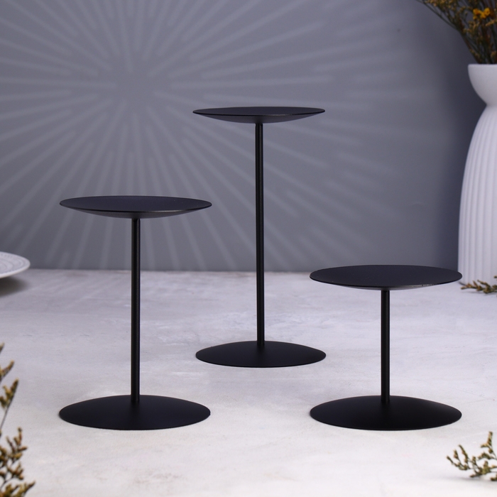 Набор подсвечников 10х20; 10х15; 10х10 см, чёрный Набор подсвечников 10х20; 10х15; 10х10 см, чёрный