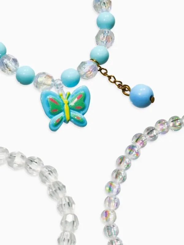 Браслет детский «Выбражулька», 3 шт. набор, бабочка с подвеской, бусины, цветной Браслет детский «Выбражулька», 3 шт. набор, бабочка с подвеской, бусины, цветной