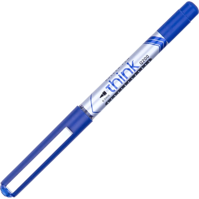 Роллер Deli Think, шарик 0,5 мм, линия 0,35 мм, синий EQ20030
