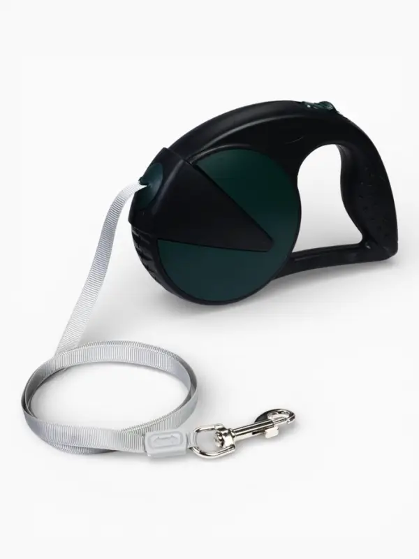 Рулетка - поводок для собак, лента 6 м, чёрная.зелёная