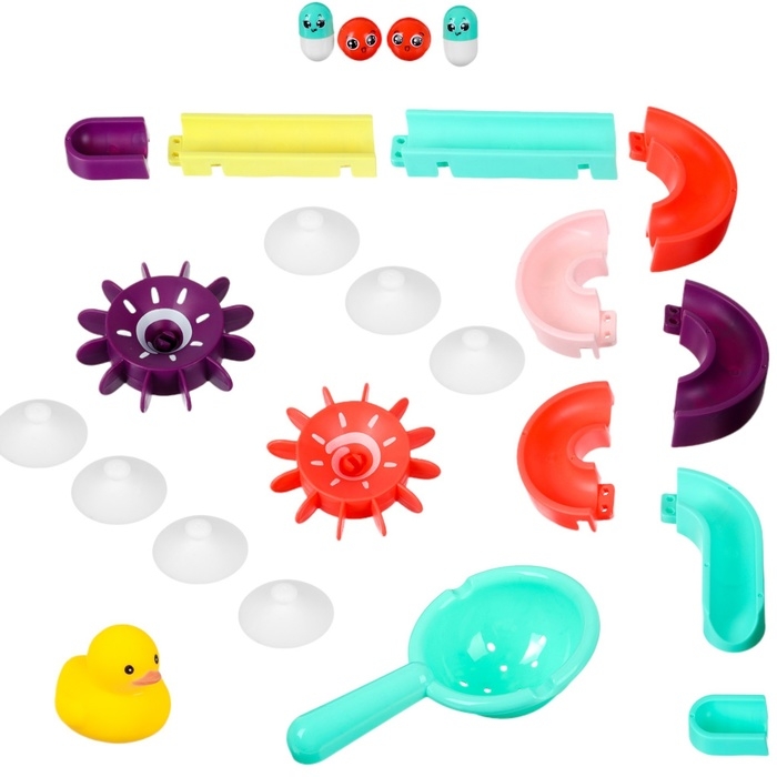 Игрушка для ванны «Водная горка», 11 деталей, 5 игрушек, ковш, на присосках, Крошка Я Игрушка для ванны «Водная горка», 11 деталей, 5 игрушек, ковш, на присосках, Крошка Я