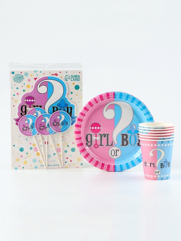 Набор одноразовой посуды «Гендер Пати», 17 предметов Набор одноразовой посуды «Гендер Пати», 17 предметов