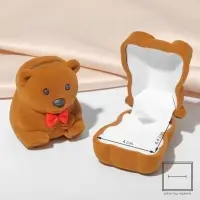 Футляр бархатный под кольцо &laquo;Медвежонок&raquo; с бантом, 4.6&times;5, цвет коричневый, вставка белая