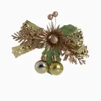 Ёлочные игрушки 2 шт. &laquo;Зимнее волшебство. Зимнее чудо&raquo; пластик, цветок шарики, 12&times;11 см, золото