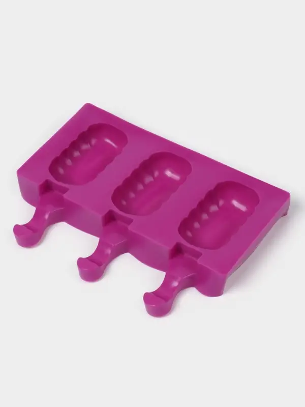 Форма для мороженого «Эскимо волна», силикон, 19.4×13 см, 3 ячейки (7×4 см), МИКС Форма для мороженого «Эскимо волна», силикон, 19.4×13 см, 3 ячейки (7×4 см), МИКС