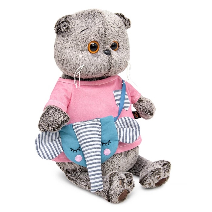 Мягкая игрушка  Мягкая игрушка "Басик в футболке и с сумочкой - слоником", 19 см Ks22-172