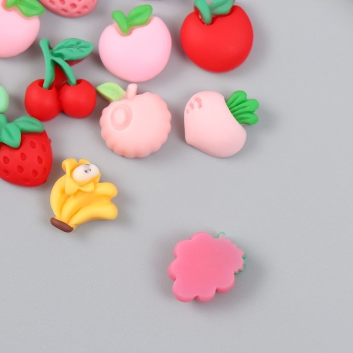 Декор для творчества пластик Декор для творчества пластик "Фруктово-ягодное ассорти" набор 12 шт 1,5х1,2 см