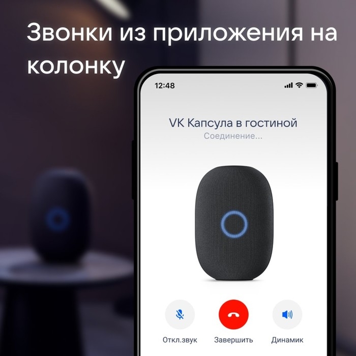 Умная колонка VK Капсула (MRC01BL), голосовой помощник Маруся, 30 Вт, Wi-Fi, BT 5.0, черная Умная колонка VK Капсула (MRC01BL), голосовой помощник Маруся, 30 Вт, Wi-Fi, BT 5.0, черная