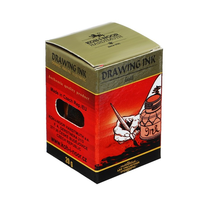 Тушь для письма и рисования художественная 20 мл, Koh-I-Noor, золотой Тушь для письма и рисования художественная 20 мл, Koh-I-Noor, золотой