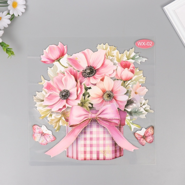 Наклейка пластик интерьерная "Розовый букет" 40х31 см