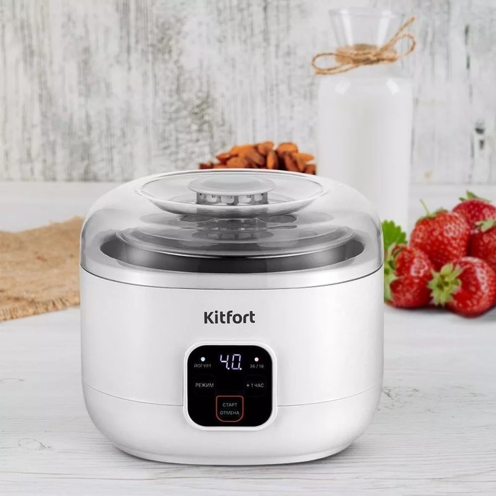 Йогуртница Kitfort KT-6082, 15 Вт, 1000 мл, 1 ёмкость, таймер, металл, белая Йогуртница Kitfort KT-6082, 15 Вт, 1000 мл, 1 ёмкость, таймер, металл, белая