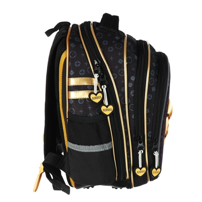 Рюкзак школьный 40х33х15см, эргономичная спинка, Across 410, черный/золотой Рюкзак школьный 40х33х15см, эргономичная спинка, Across 410, черный/золотой