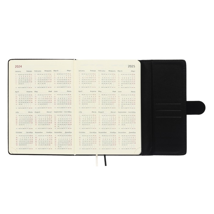 Ежедневник датированный 2024 A5 176 листов, deVENTE.Tudor, твёрдая обложка из искусственной кожи, ляссе, кремовый блок 70 г/м2, чёрный