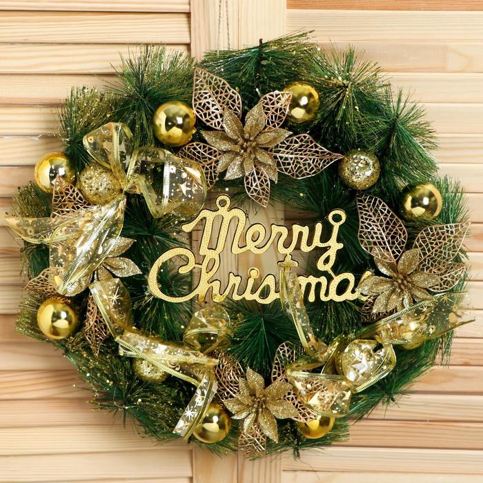 Венок новогодний d-40 см Венок новогодний d-40 см "Золотые бантики"