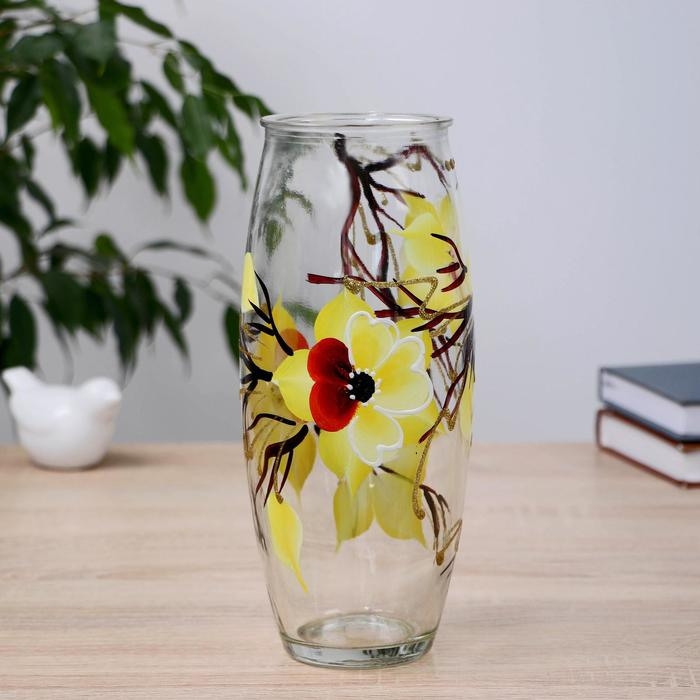 Ваза Магнолия с росписью на проз.стекле, d-7см 10х23 см Ваза Магнолия с росписью на проз.стекле, d-7см 10х23 см