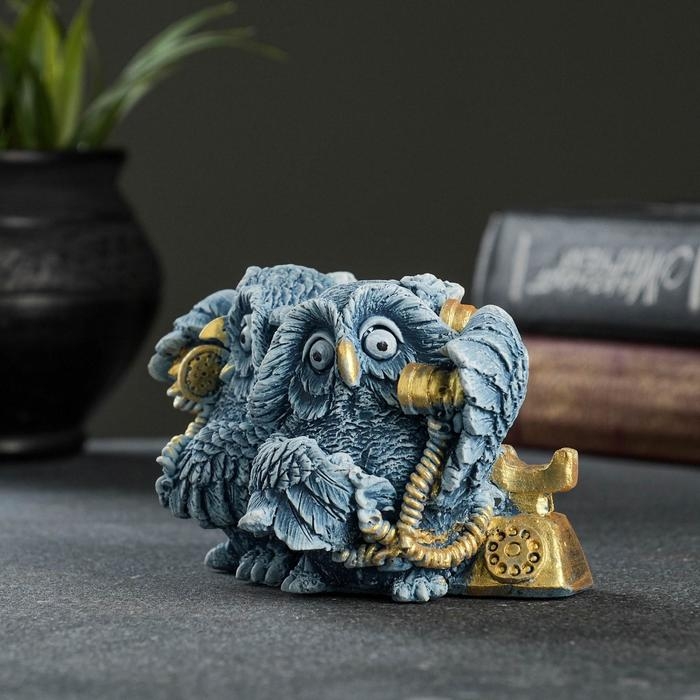 Фигура Фигура "Совы говорят по телефону" серая 8х8х12см