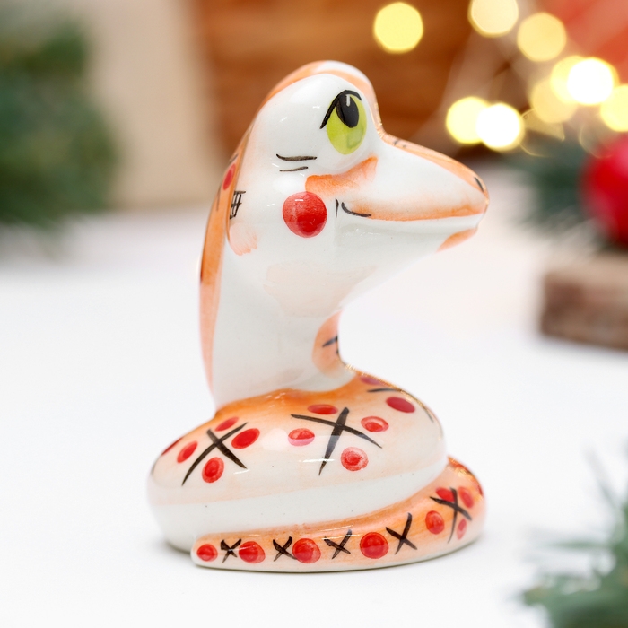 Новый год. Сувенир символ года  Новый год. Сувенир символ года "Змей Улыбка красный", 7 см, фарфор