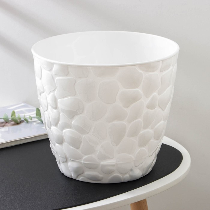 Горшок с поддоном «Камни», 8 л, цвет белый Горшок с поддоном «Камни», 8 л, цвет белый