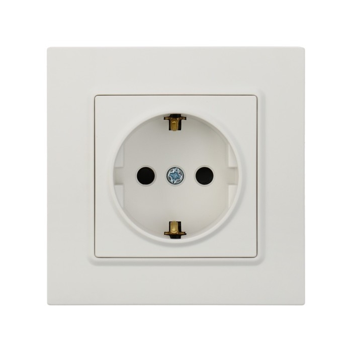 Розетка одноместная TOT Elegant, 16 А, скрытая, с з/к, белая Розетка одноместная TOT Elegant, 16 А, скрытая, с з/к, белая