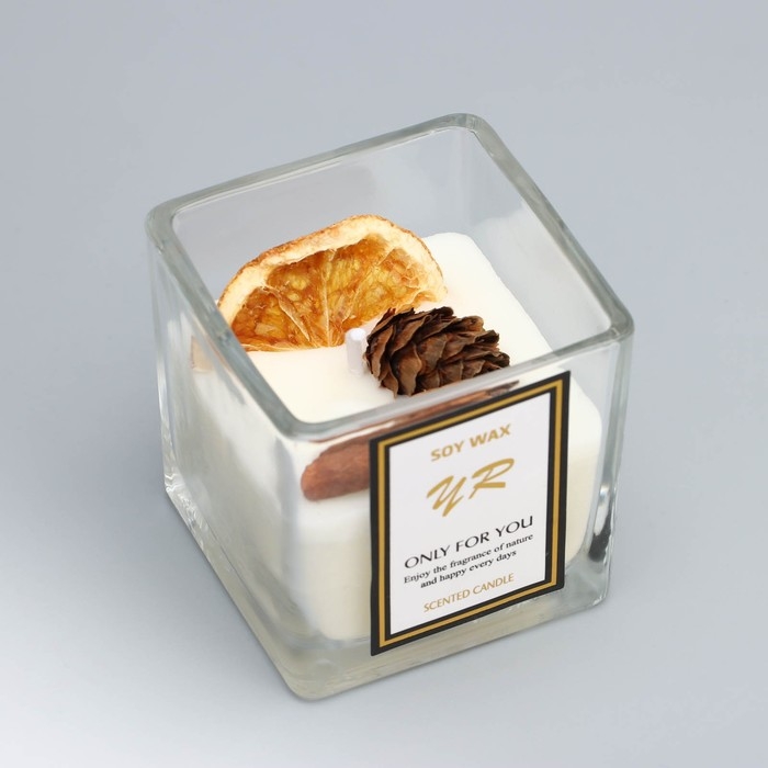 Свеча ароматическая в стакане  Свеча ароматическая в стакане "Soy Wax", цитрус